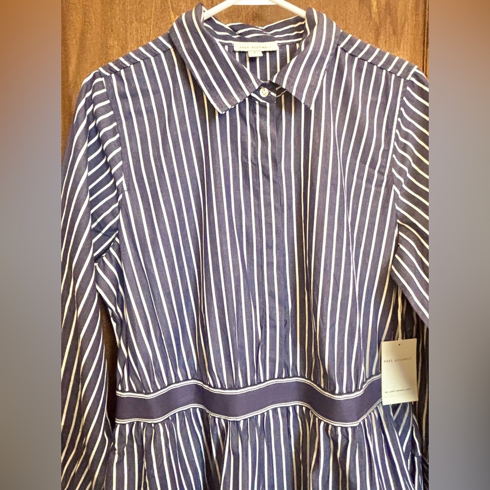 NWT Free Assembly blue stripe cotton dress women size XL - Picture 5 of 6